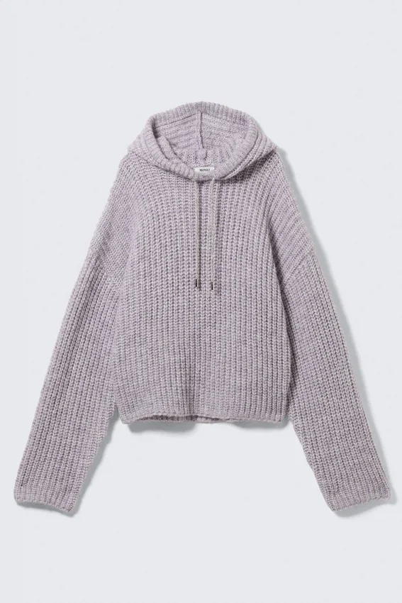 Sudadera con capucha y cordón de punto – Lila Sudadera con capucha y cordón de punto – Lila