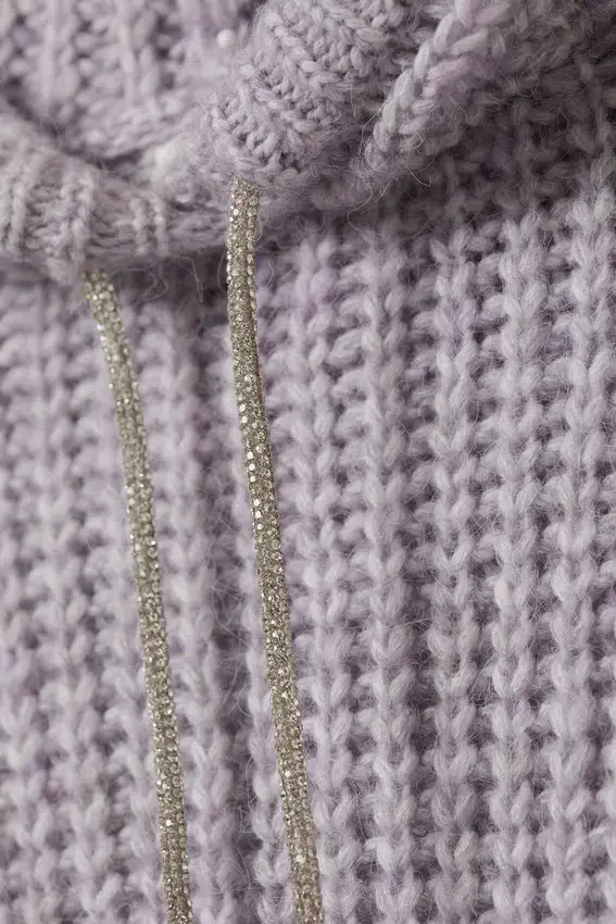Sudadera con capucha y cordón de punto – Lila Sudadera con capucha y cordón de punto – Lila