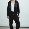 Sudadera con capucha y cremallera bordada Mechatok – Negro Sudadera con capucha y cremallera bordada Mechatok – Negro