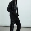 Sudadera con capucha y cremallera bordada Mechatok – Negro Sudadera con capucha y cremallera bordada Mechatok – Negro