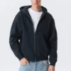 Sudadera con capucha y cremallera clásica – Azul marino Sudadera con capucha y cremallera clásica – Azul marino