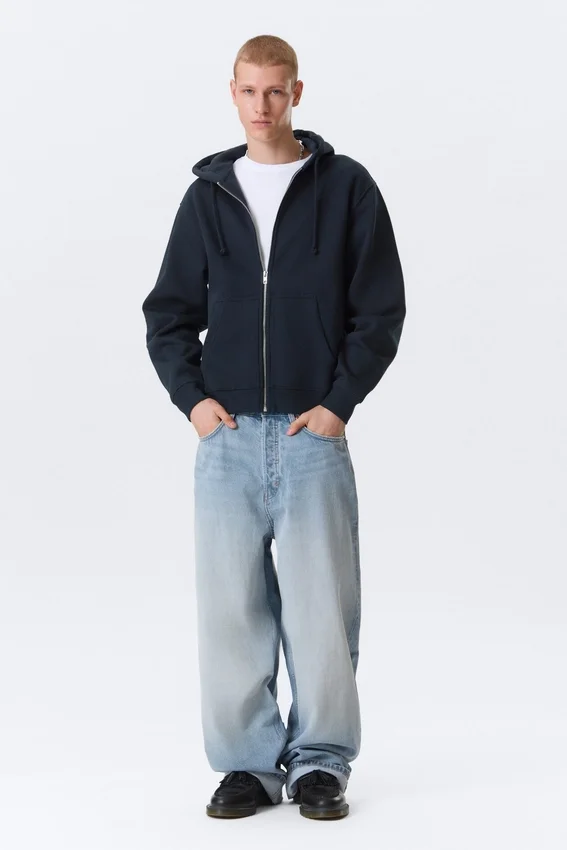 Sudadera con capucha y cremallera clásica – Azul marino Sudadera con capucha y cremallera clásica – Azul marino