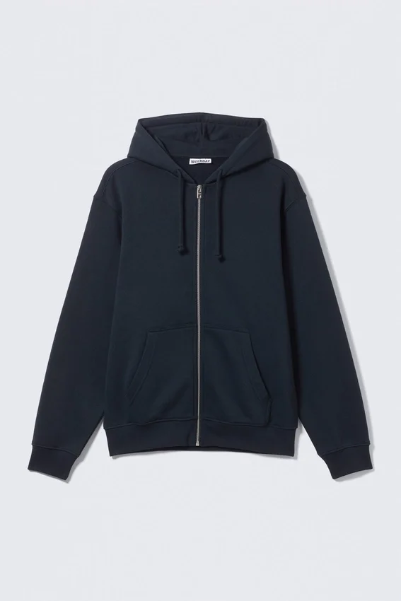 Sudadera con capucha y cremallera clásica – Azul marino Sudadera con capucha y cremallera clásica – Azul marino