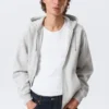 Sudadera con capucha y cremallera clásica – Gris jaspeado Sudadera con capucha y cremallera clásica – Gris jaspeado