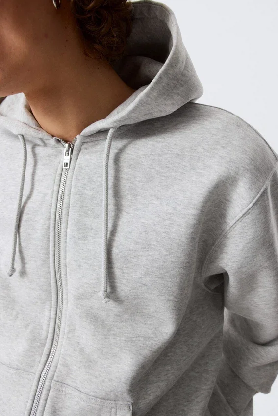 Sudadera con capucha y cremallera clásica – Gris jaspeado Sudadera con capucha y cremallera clásica – Gris jaspeado