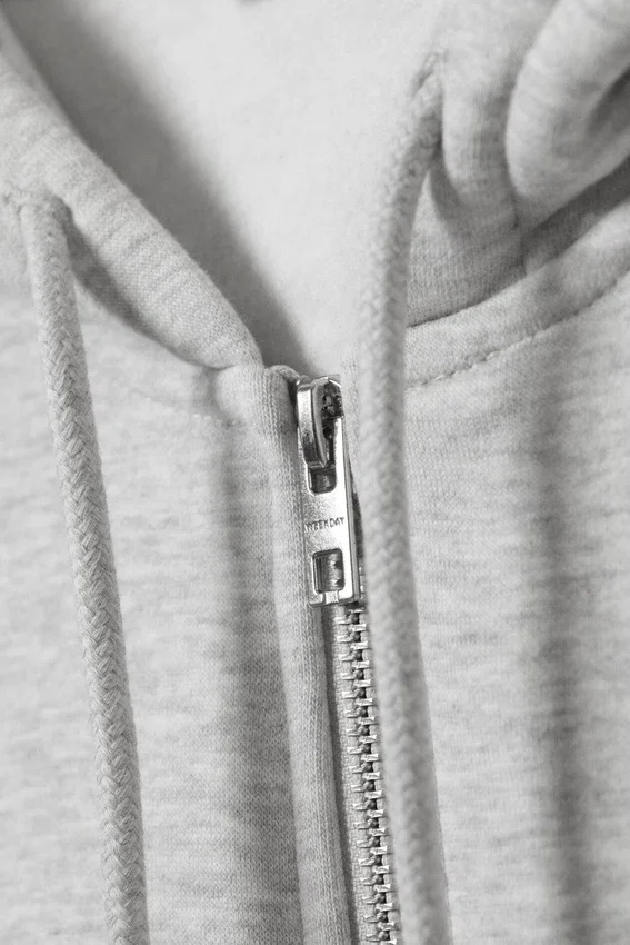 Sudadera con capucha y cremallera clásica – Gris jaspeado Sudadera con capucha y cremallera clásica – Gris jaspeado
