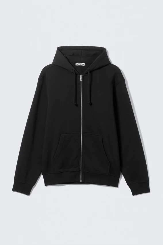 Sudadera con capucha y cremallera clásica – Negro Sudadera con capucha y cremallera clásica – Negro