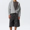 Sudadera con capucha y cremallera con corte láser – Gris jaspeado Sudadera con capucha y cremallera con corte láser – Gris jaspeado