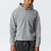 Sudadera con capucha y cremallera con corte láser – Gris jaspeado Sudadera con capucha y cremallera con corte láser – Gris jaspeado