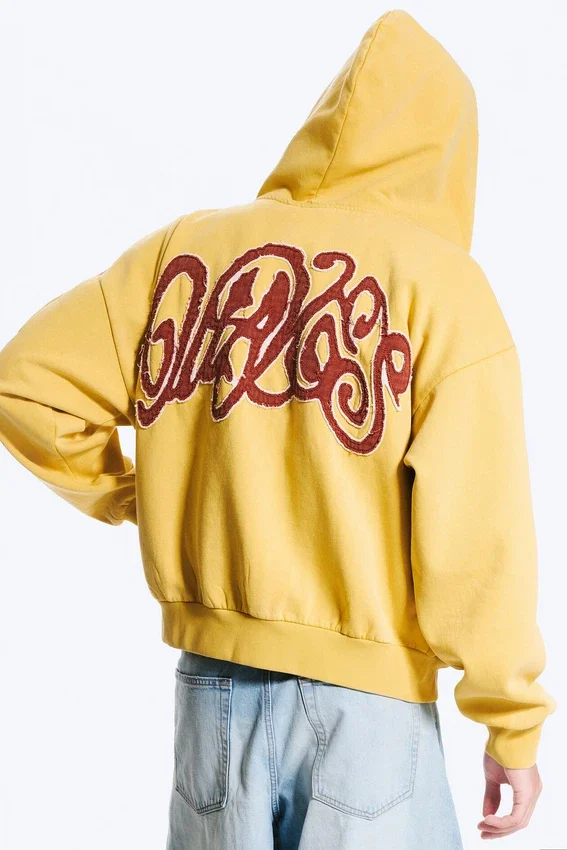 Sudadera con capucha y cremallera con estampados – Amarillo – Onda roja Sudadera con capucha y cremallera con estampados – Amarillo – Onda roja
