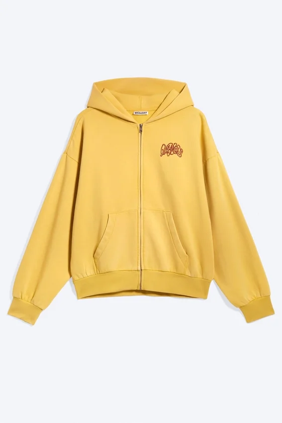 Sudadera con capucha y cremallera con estampados – Amarillo – Onda roja Sudadera con capucha y cremallera con estampados – Amarillo – Onda roja