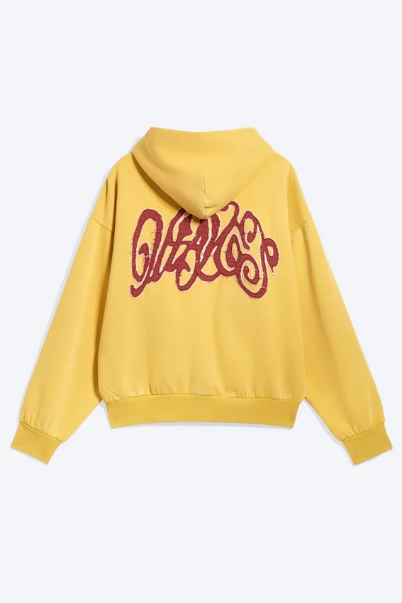 Sudadera con capucha y cremallera con estampados – Amarillo – Onda roja Sudadera con capucha y cremallera con estampados – Amarillo – Onda roja