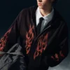 Sudadera con capucha y cremallera con estampados cuadrados – Negro – Worn-Out Flame Sudadera con capucha y cremallera con estampados cuadrados – Negro – Worn-Out Flame