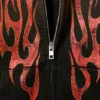 Sudadera con capucha y cremallera con estampados cuadrados – Negro – Worn-Out Flame Sudadera con capucha y cremallera con estampados cuadrados – Negro – Worn-Out Flame