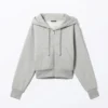 Sudadera con capucha y cremallera corta – Gris claro lavado Sudadera con capucha y cremallera corta – Gris claro lavado
