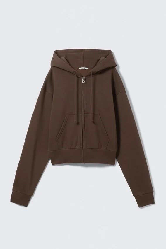 Sudadera con capucha y cremallera corta – Marrón oscuro – Magic Sudadera con capucha y cremallera corta – Marrón oscuro – Magic