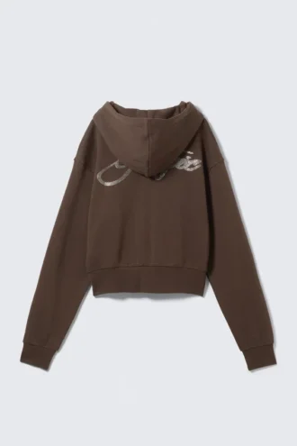 Sudadera con capucha y cremallera corta – Marrón oscuro – Magic