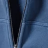 Sudadera con capucha y cremallera, corte recto y largo corto – Azul lavado Sudadera con capucha y cremallera, corte recto y largo corto – Azul lavado
