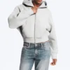 Sudadera con capucha y cremallera Danni Scuba – Gris jaspeado Sudadera con capucha y cremallera Danni Scuba – Gris jaspeado