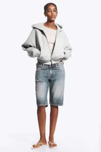 Sudadera con capucha y cremallera Danni Scuba – Gris jaspeado