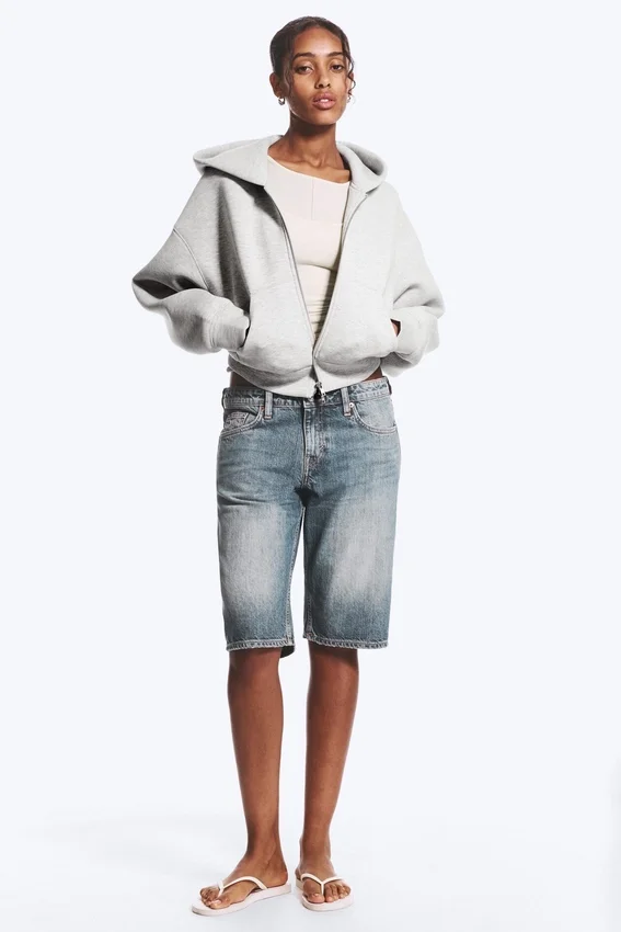 Sudadera con capucha y cremallera Danni Scuba – Gris jaspeado Sudadera con capucha y cremallera Danni Scuba – Gris jaspeado