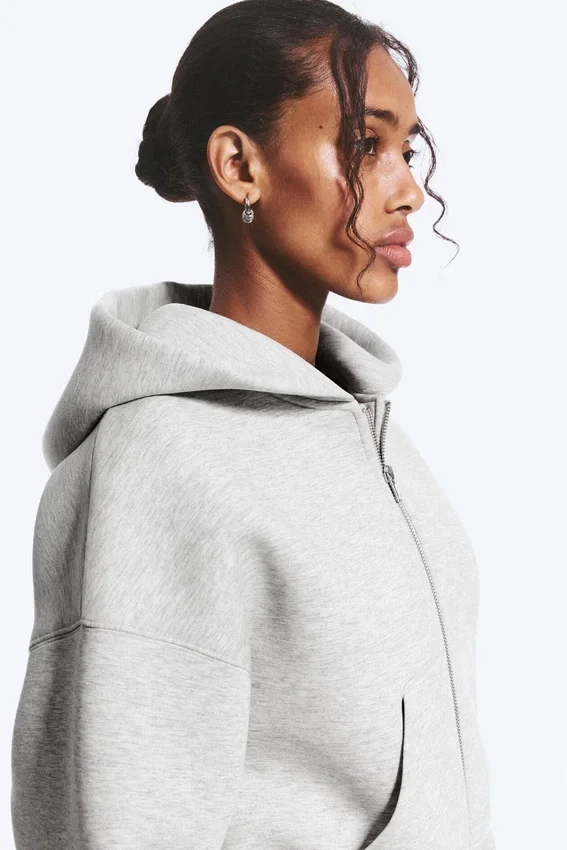 Sudadera con capucha y cremallera Danni Scuba – Gris jaspeado Sudadera con capucha y cremallera Danni Scuba – Gris jaspeado