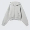 Sudadera con capucha y cremallera Danni Scuba – Gris jaspeado Sudadera con capucha y cremallera Danni Scuba – Gris jaspeado
