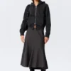 Sudadera con capucha y cremallera de algodón ajustada – Negro lavado Sudadera con capucha y cremallera de algodón ajustada – Negro lavado