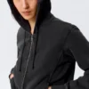Sudadera con capucha y cremallera de algodón ajustada – Negro lavado Sudadera con capucha y cremallera de algodón ajustada – Negro lavado