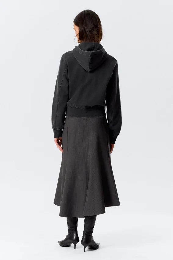 Sudadera con capucha y cremallera de algodón ajustada – Negro lavado Sudadera con capucha y cremallera de algodón ajustada – Negro lavado
