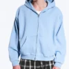 Sudadera con capucha y cremallera de corte holgado – Azul claro lavado Sudadera con capucha y cremallera de corte holgado – Azul claro lavado
