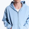 Sudadera con capucha y cremallera de corte holgado – Azul claro lavado Sudadera con capucha y cremallera de corte holgado – Azul claro lavado