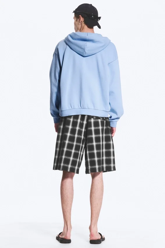Sudadera con capucha y cremallera de corte holgado – Azul claro lavado Sudadera con capucha y cremallera de corte holgado – Azul claro lavado