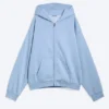 Sudadera con capucha y cremallera de corte holgado – Azul claro lavado Sudadera con capucha y cremallera de corte holgado – Azul claro lavado