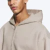 Sudadera con capucha y cremallera de corte holgado – Beige claro Sudadera con capucha y cremallera de corte holgado – Beige claro