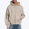Sudadera con capucha y cremallera de corte holgado – Beige claro Sudadera con capucha y cremallera de corte holgado – Beige claro