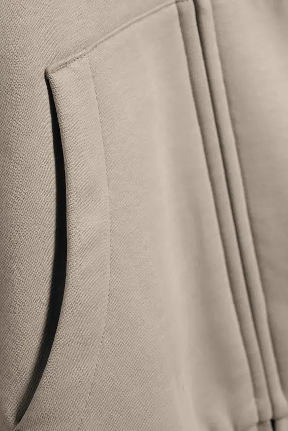 Sudadera con capucha y cremallera de corte holgado – Beige claro Sudadera con capucha y cremallera de corte holgado – Beige claro