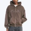 Sudadera con capucha y cremallera de corte holgado con estampados – Dark Mole – Flow Sudadera con capucha y cremallera de corte holgado con estampados – Dark Mole – Flow