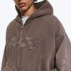 Sudadera con capucha y cremallera de corte holgado con estampados – Dark Mole – Flow Sudadera con capucha y cremallera de corte holgado con estampados – Dark Mole – Flow