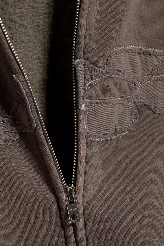Sudadera con capucha y cremallera de corte holgado con estampados – Dark Mole – Flow Sudadera con capucha y cremallera de corte holgado con estampados – Dark Mole – Flow