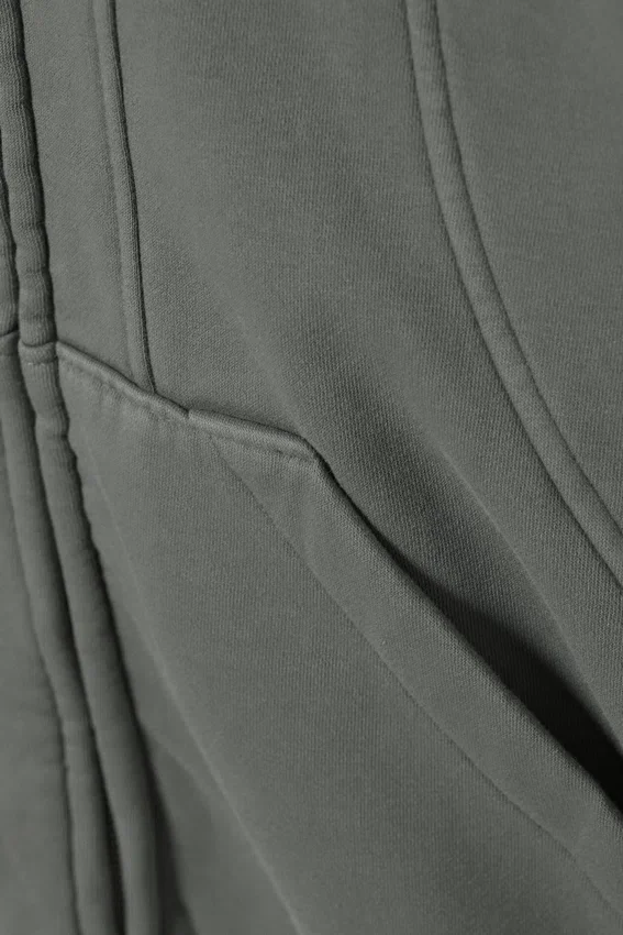 Sudadera con capucha y cremallera de corte holgado – Gris Sudadera con capucha y cremallera de corte holgado – Gris