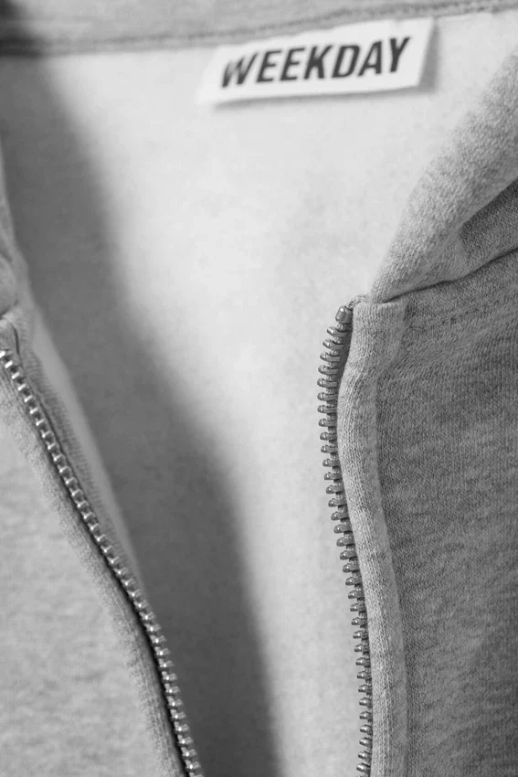 Sudadera con capucha y cremallera de corte holgado – Gris jaspeado Sudadera con capucha y cremallera de corte holgado – Gris jaspeado