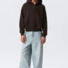 Sudadera con capucha y cremallera de corte holgado – Marrón oscuro