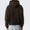 Sudadera con capucha y cremallera de corte holgado – Marrón oscuro