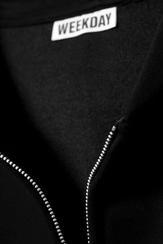 Sudadera con capucha y cremallera de corte holgado – Negro Sudadera con capucha y cremallera de corte holgado – Negro