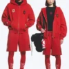 Sudadera con capucha y cremallera de corte holgado Toffs – Rojo brillante Sudadera con capucha y cremallera de corte holgado Toffs – Rojo brillante