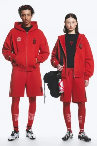 Sudadera con capucha y cremallera de corte holgado Toffs – Rojo brillante Sudadera con capucha y cremallera de corte holgado Toffs – Rojo brillante
