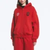 Sudadera con capucha y cremallera de corte holgado Toffs – Rojo brillante Sudadera con capucha y cremallera de corte holgado Toffs – Rojo brillante
