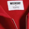 Sudadera con capucha y cremallera de corte holgado Toffs – Rojo brillante Sudadera con capucha y cremallera de corte holgado Toffs – Rojo brillante
