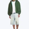 Sudadera con capucha y cremallera de corte holgado – Verde oscuro Sudadera con capucha y cremallera de corte holgado – Verde oscuro